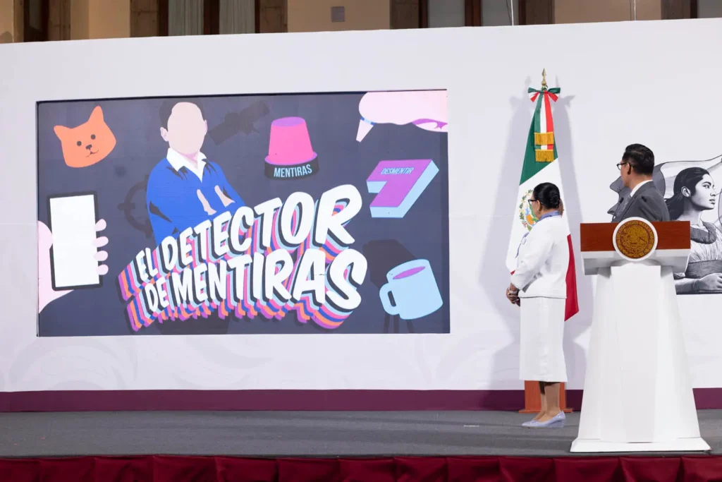 "El Detector de Mentiras" a Wednesday segment from the daily presidential press conference. Photo: Goverment of Mexico