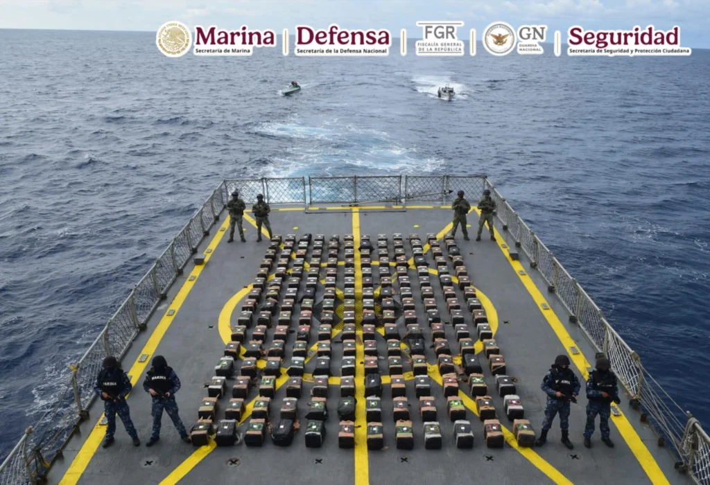 The operation was led by Mexican Navy personnel, in coordination with the Ministry of National Defense, the Federal Attorney General's Office, the National Guard, and the Ministry of Security and Citizen Protection. Photo: X @SEMAR_mx