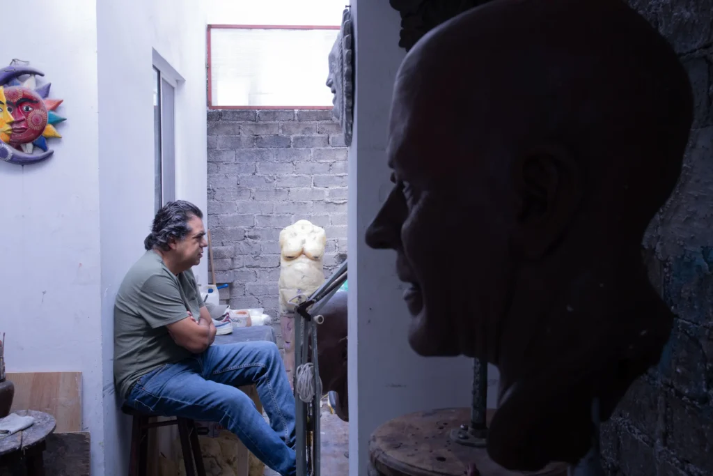 Eduardo Salinas in front of a fiberglass sculpture in his workshop in Mexico City, Mexico, June 11, 2025. Hans Leguizamo / MxPA