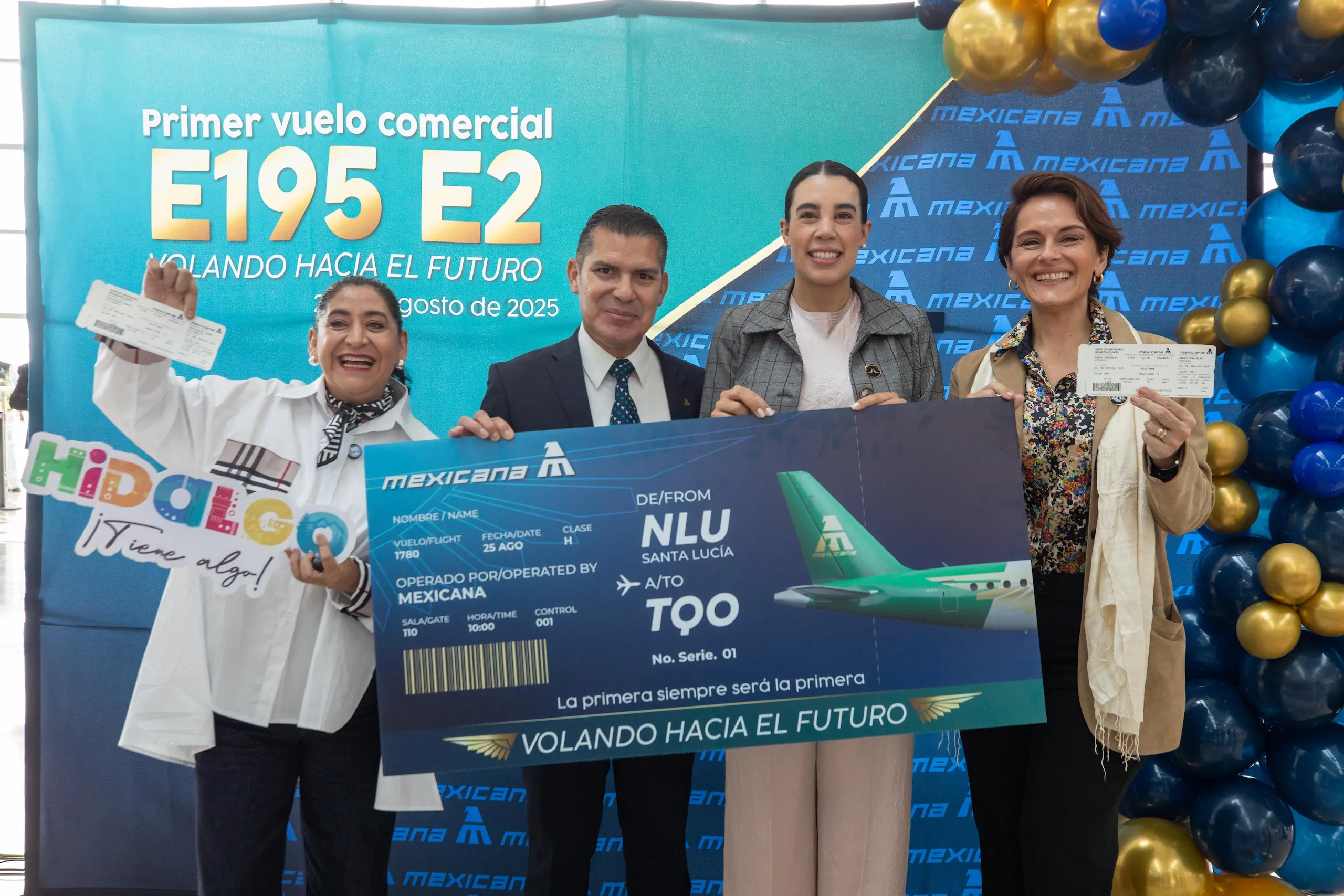 Mexican tourism reached a new milestone on Monday, August 25, with the inauguration of the first flight of Mexicana’s EMBRAER E-195 aircraft. Photo: Ministry of Tourism