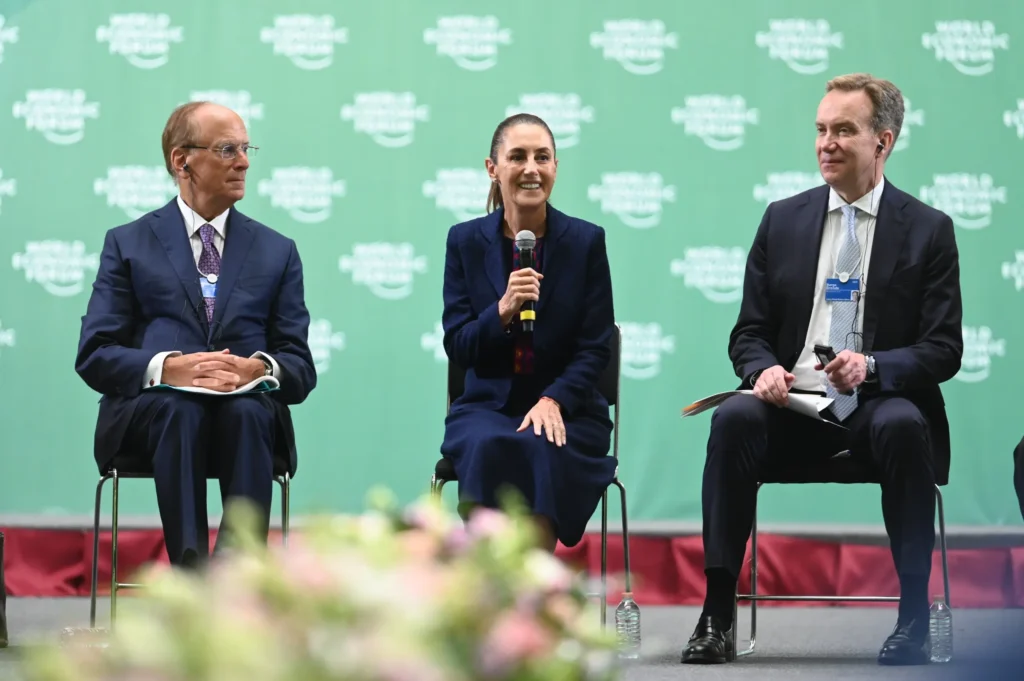 President Claudia Sheinbaum Pardo presented Plan Mexico and its goals to business leaders from 17 member countries of the World Economic Forum. Photo: Government of Mexico