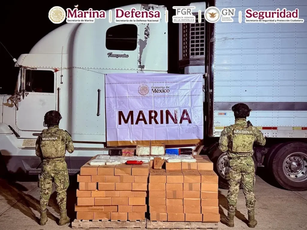 Federal Forces Seize More Than Half A Ton Of Methamphetamine In The Port Of Mazatlán. Photo: Semar