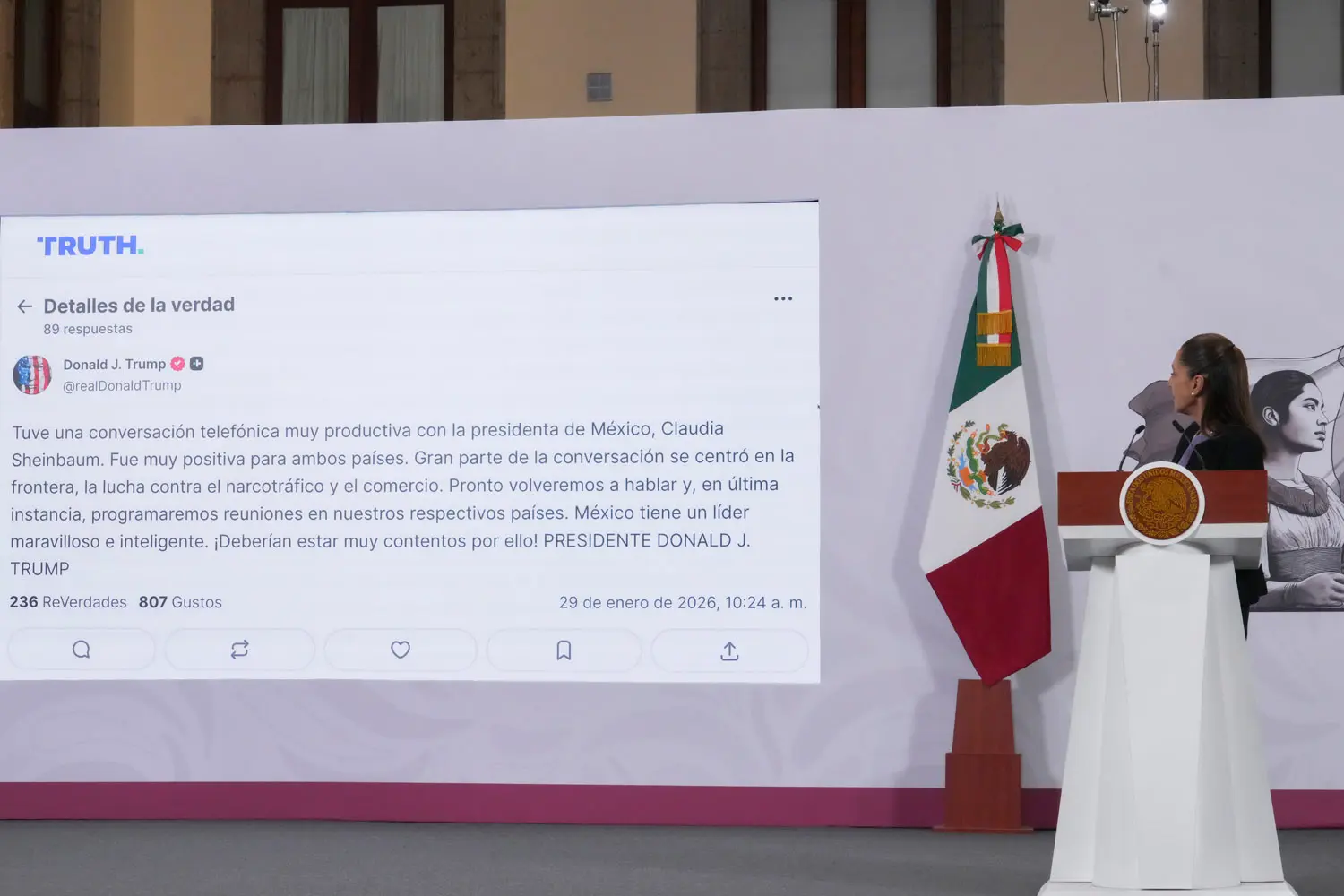 Morning Presidential Press Conference. Thursday, January 29, 2026. Photo: Government of Mexico